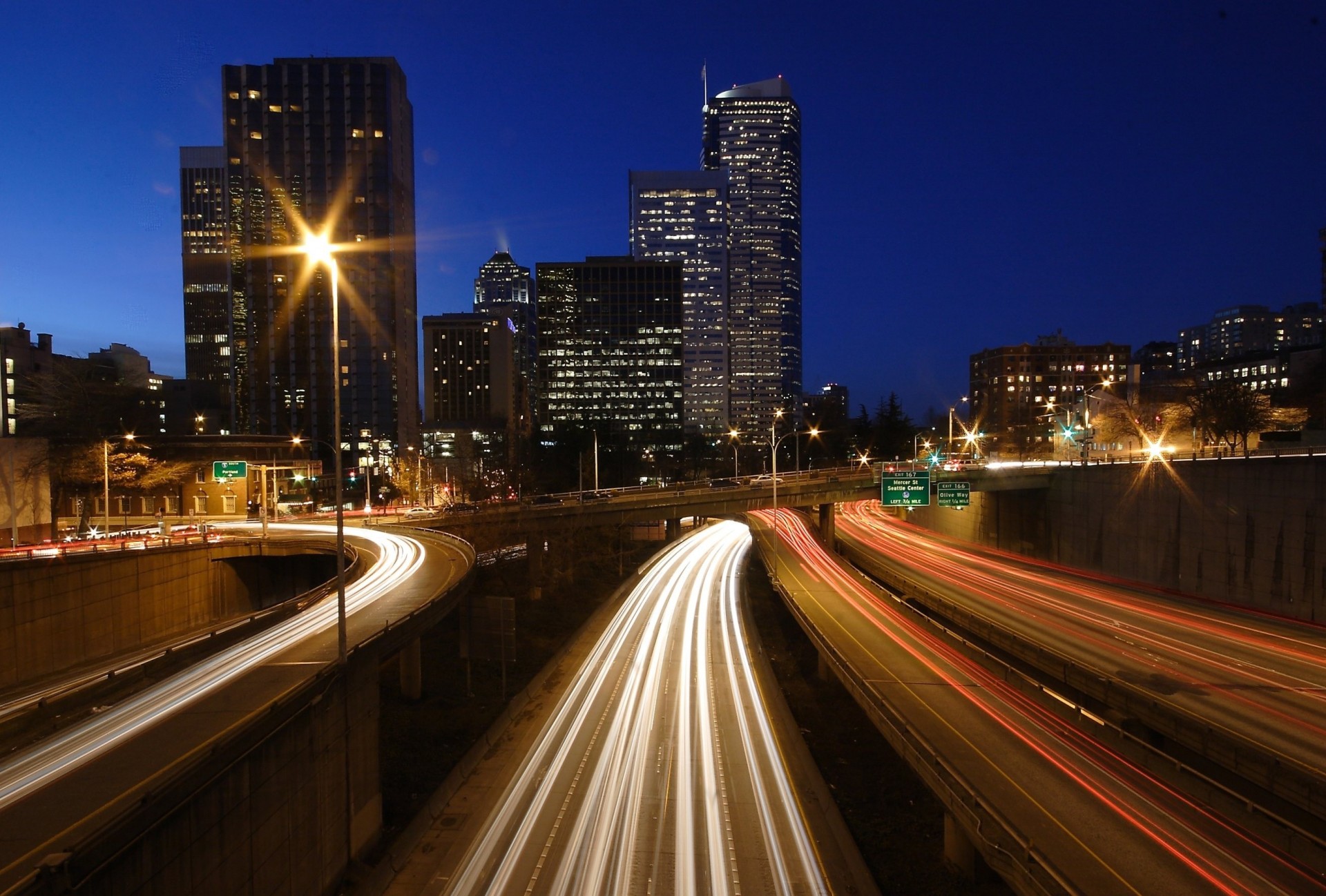 lumières route état de washington états-unis maisons