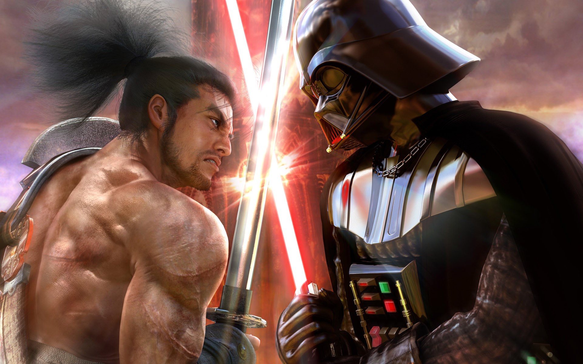 darth vader vs samurai star wars schwerter katana schlacht schwerter seele calibur 4