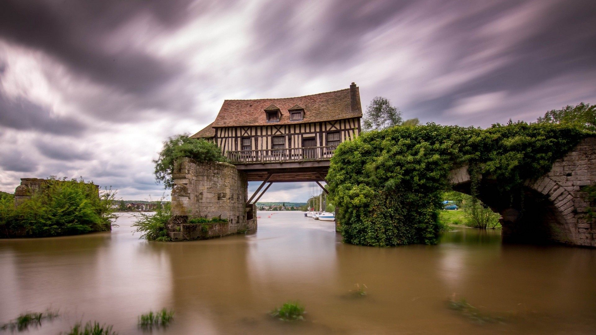 fluss vernon seine frankreich gebrochene brücke qatar airways alte mühle