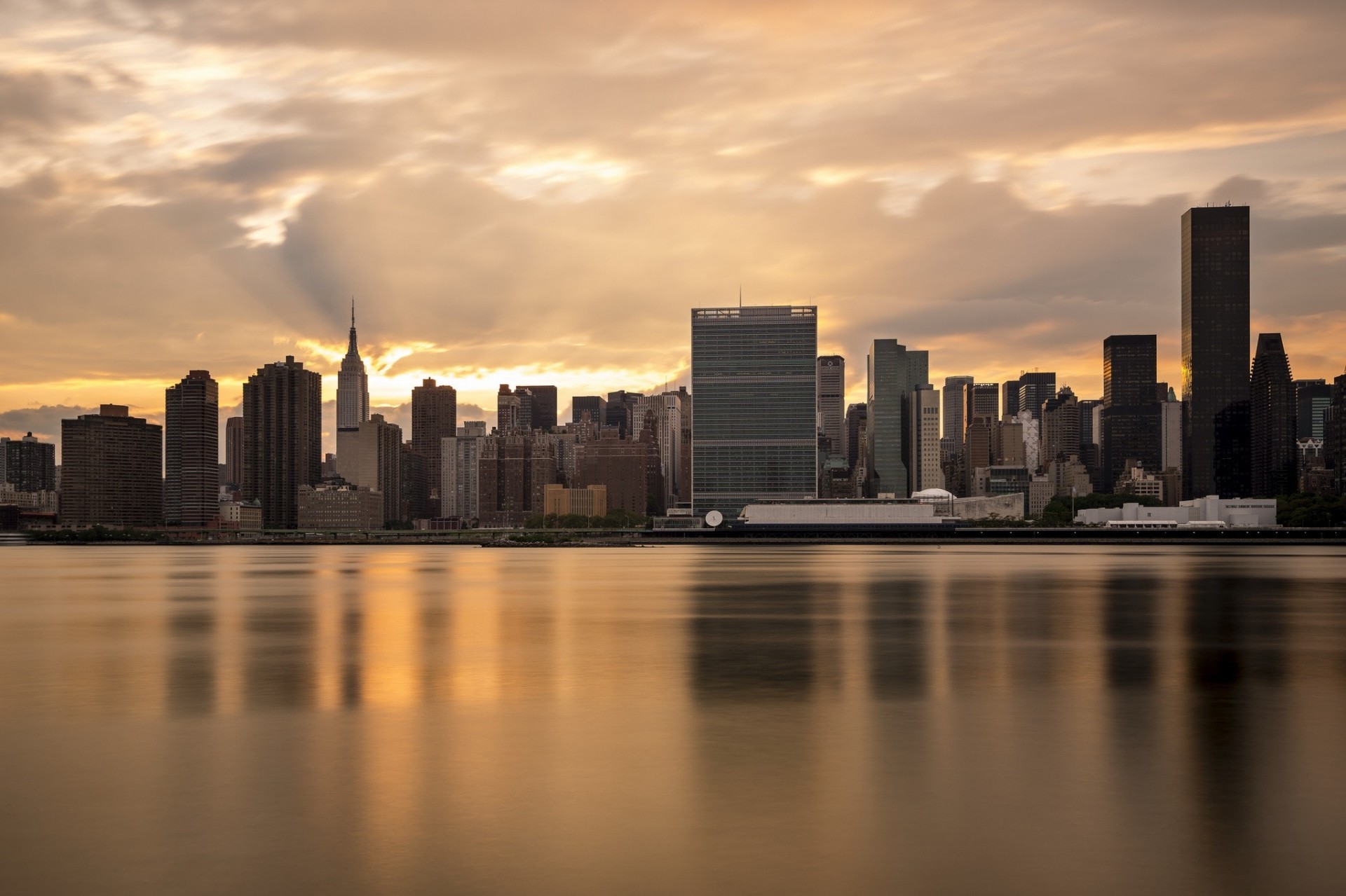 manhattan new york united states town water reflection