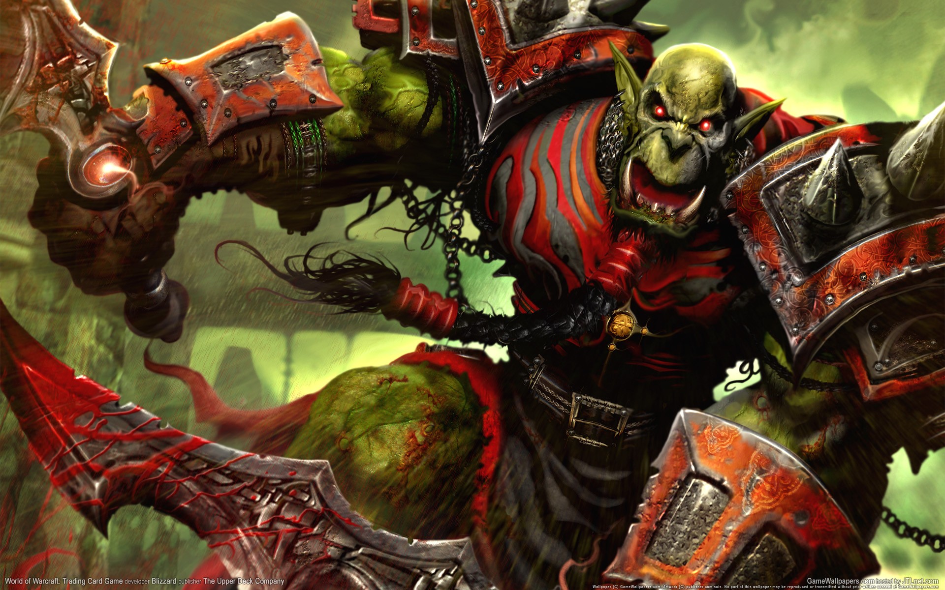 world of warcraft wow collectible card game orc warrior scream sword