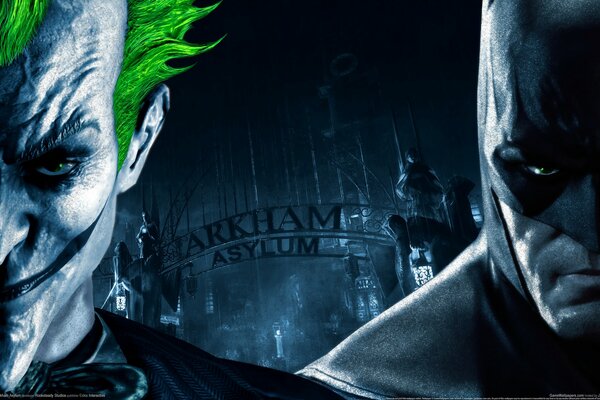 Batman y el Joker en el fondo de la puerta