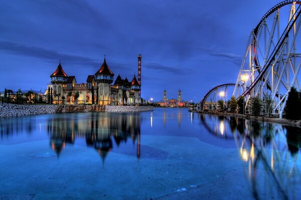 Skating rink with a view of the beautiful castle