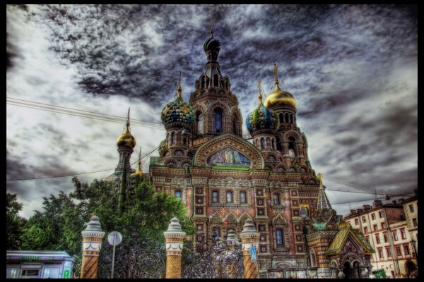 Bright cathedral with golden domes