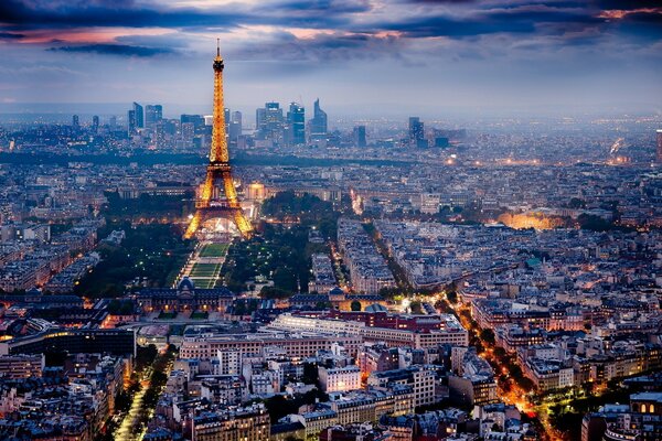 Paris at night with the Eiffel Tower