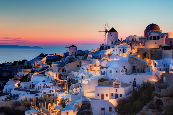 Beautiful view of the houses of Greece on hakata