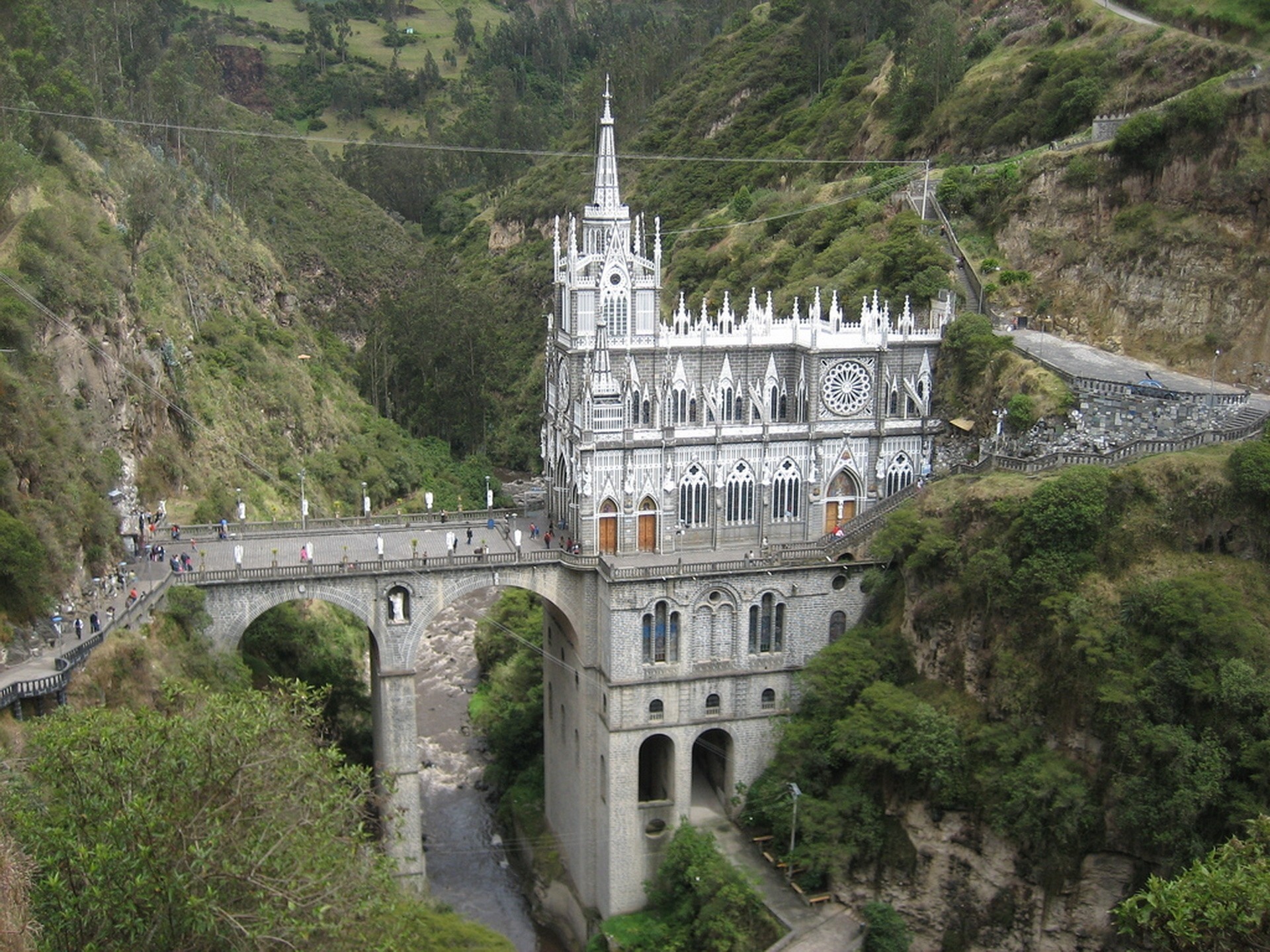 green lock bridge sky colombia beauty mountain