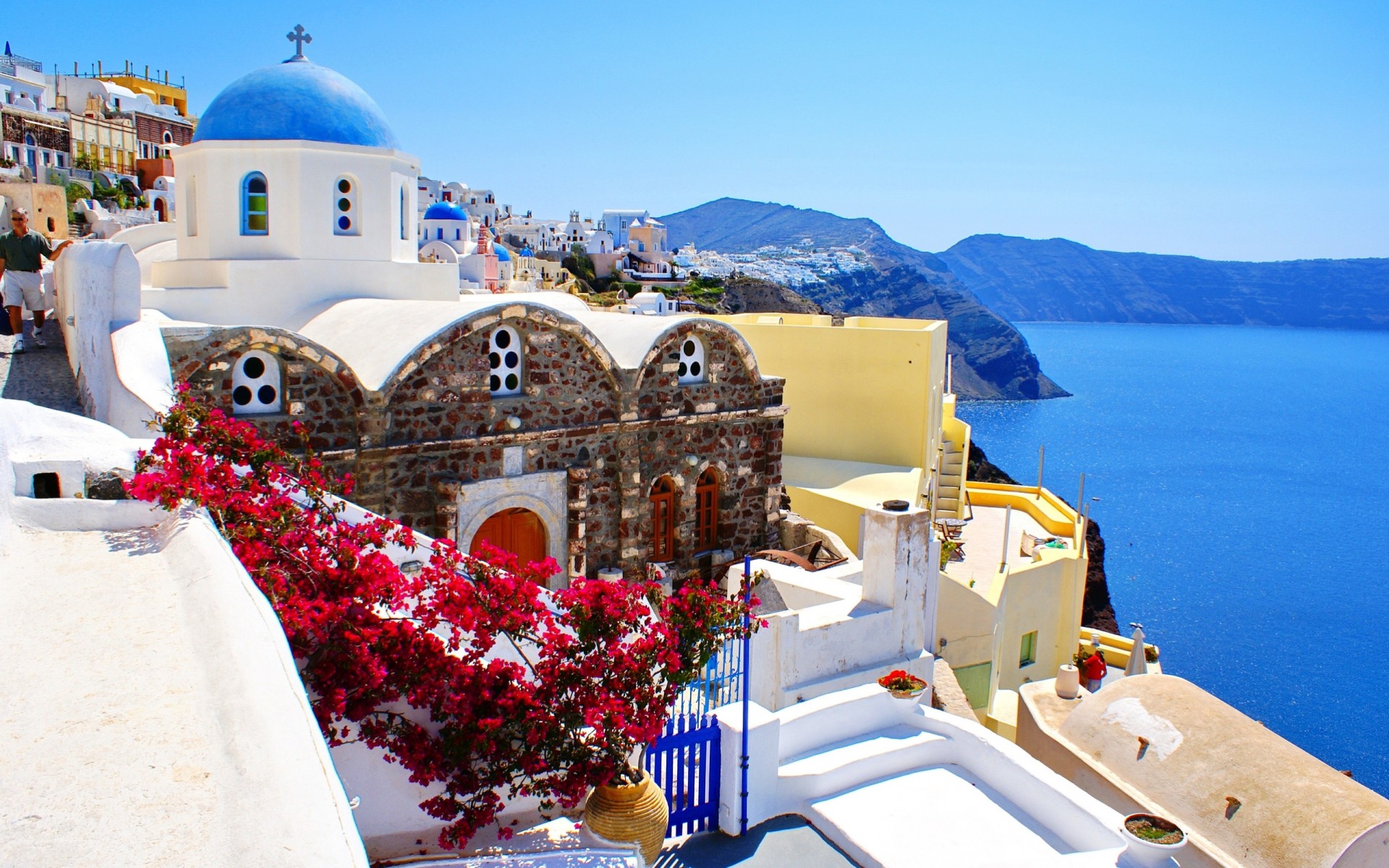 landscape nature sea santorini greece house