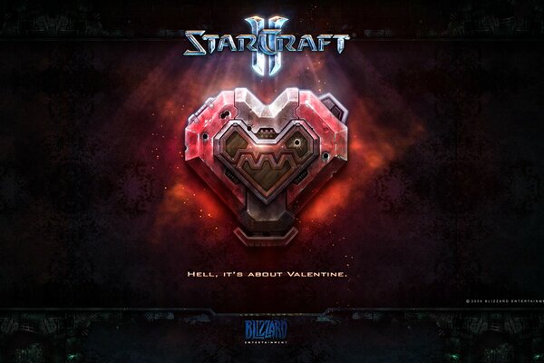 Corazón escarlata de piedra con la inscripción StarCraft