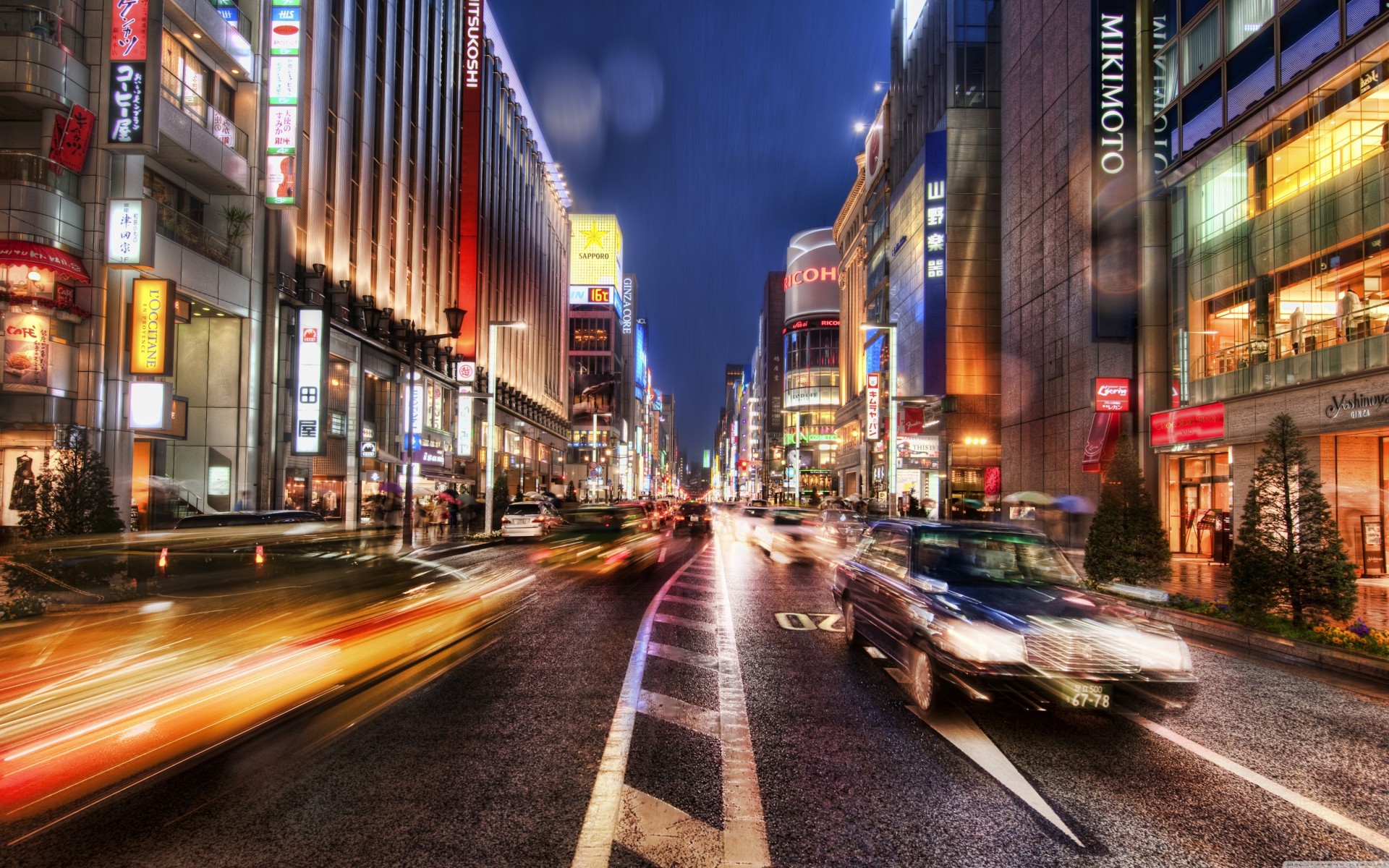 tokio straße nacht regen japan stadt