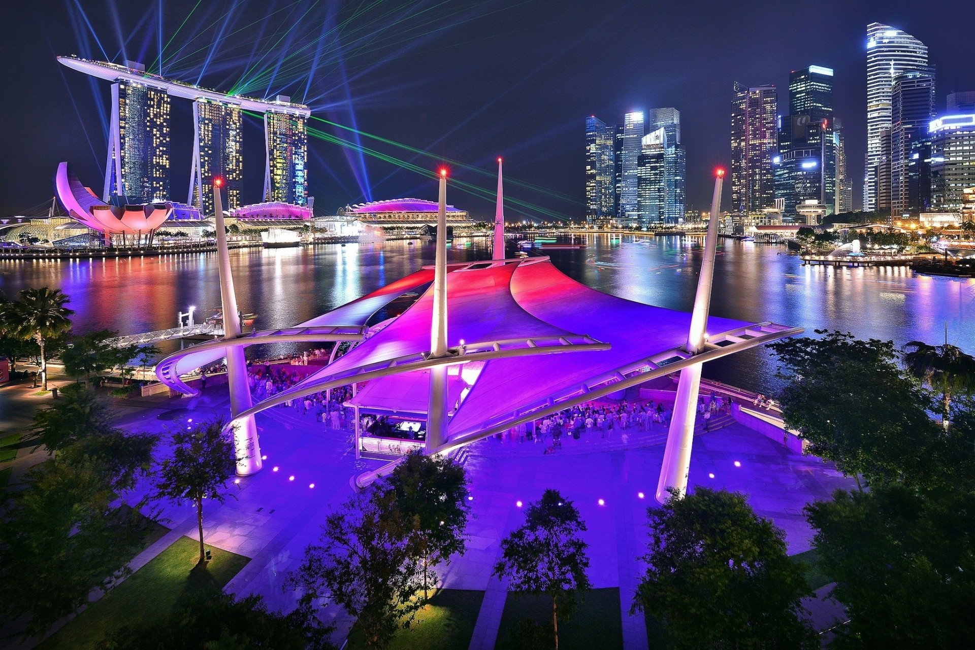 marina bay sands singapur noche ciudad