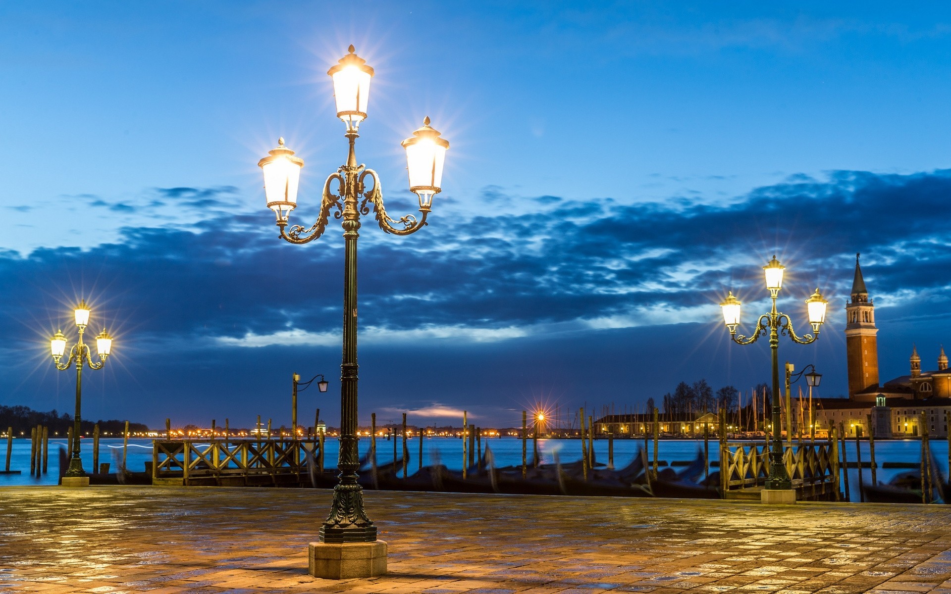 italia nubes venecia plaza luces noche