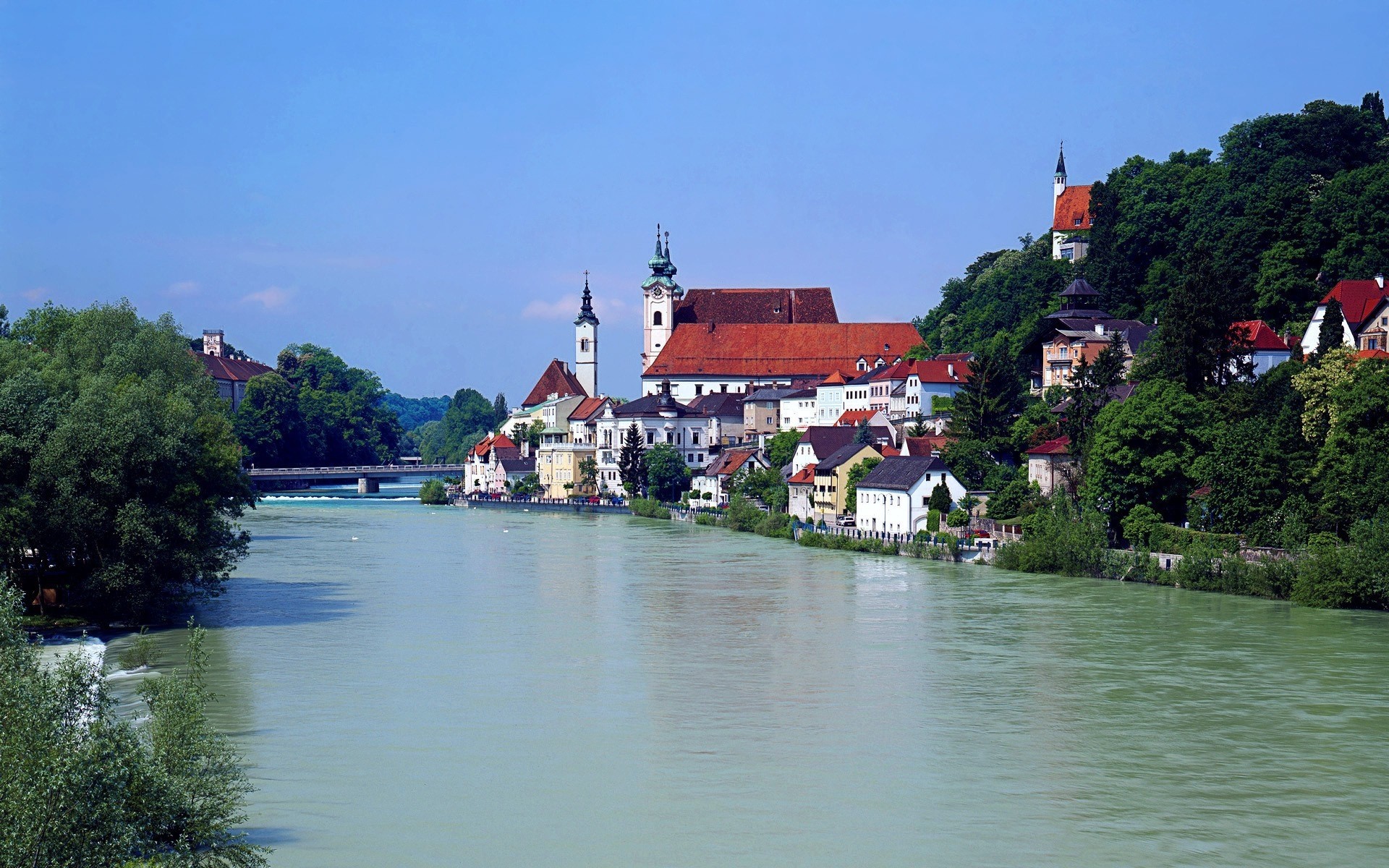 fluss himmel hallstatt stadt wasser