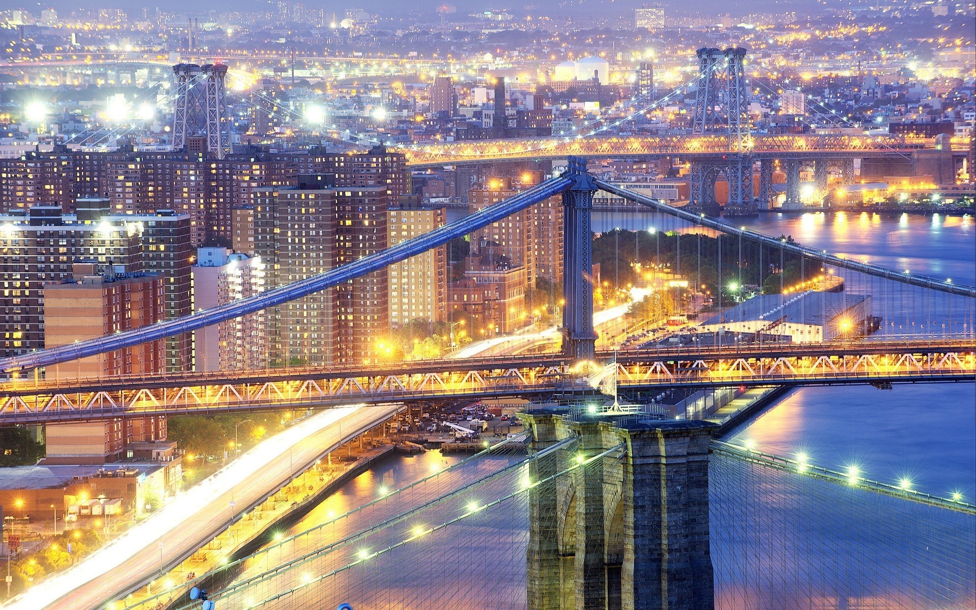 lumière nuit pont bleu new york ville