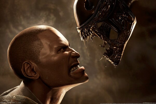 Alien vs. predator alien fights alien without fear