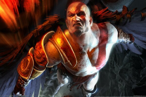 Kratos de God of War 3 avec les ailes déployées