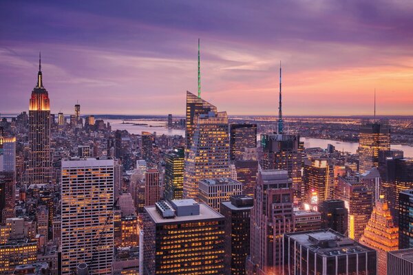 Night sunset in New York