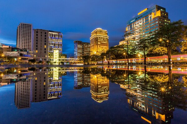 Luci della città di notte Taiwan Repubblica di Cina