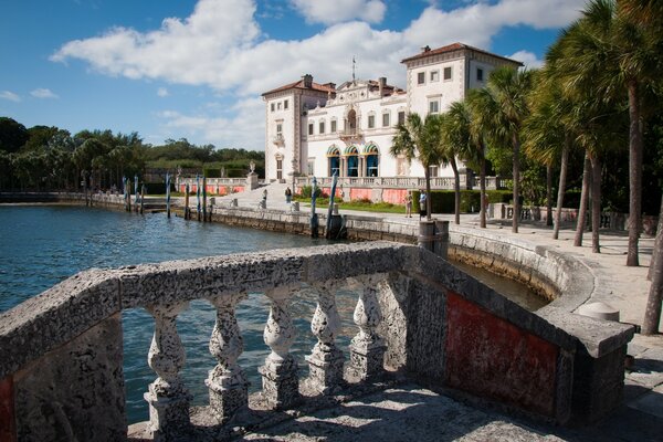 Miami Coast castle and palm trees