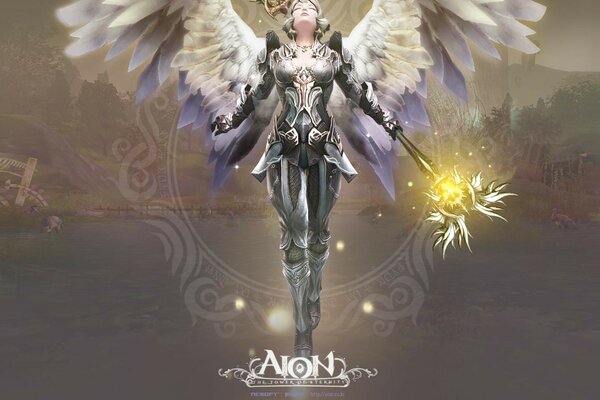 Aion girl with wings and a weapon in her hand