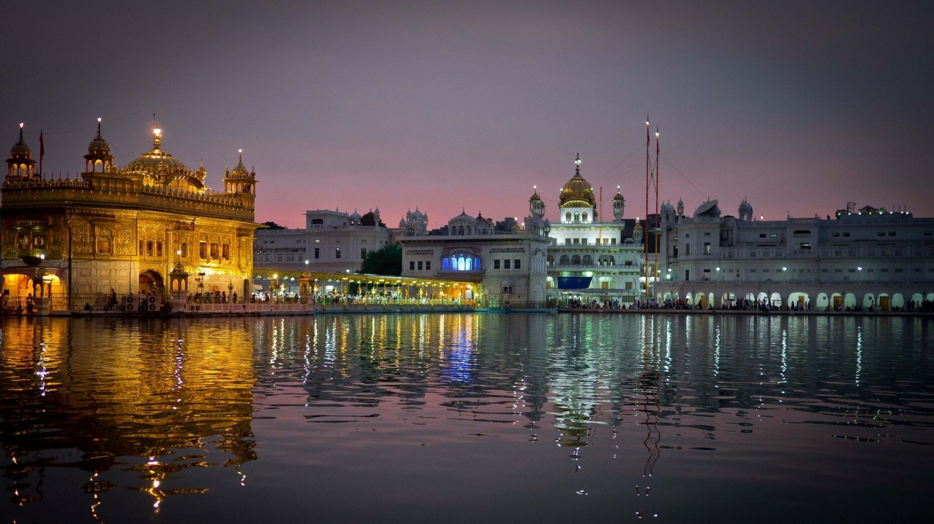 temple inde réflexion ville eau nuit