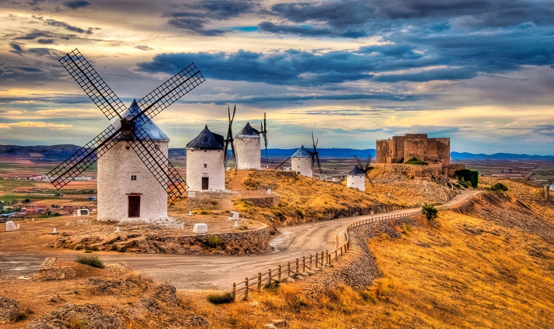 mühle himmel straße wolken spanien