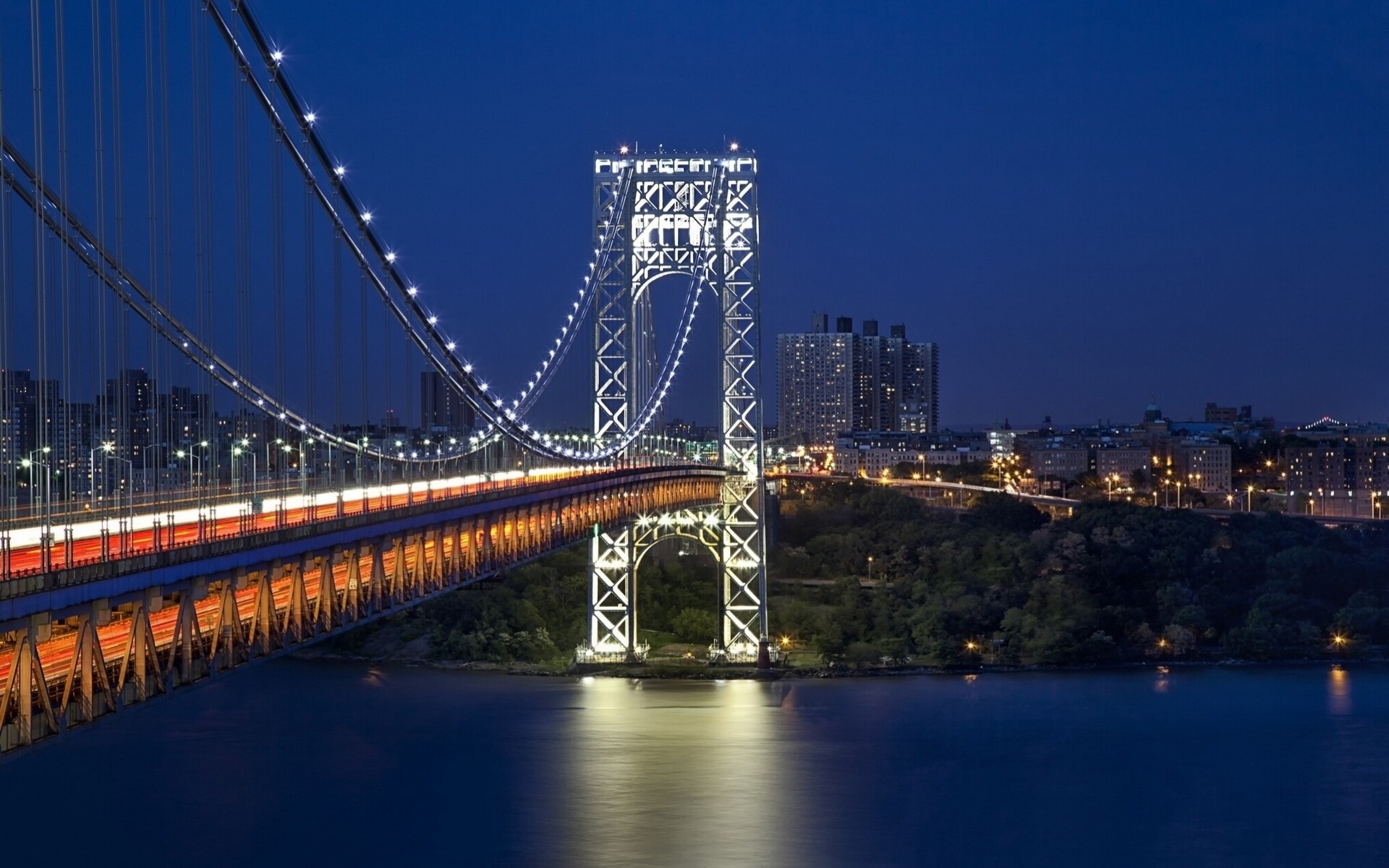 river hudson river george washington bridge bridge new york hudson river night city gwb