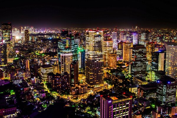 Vista notturna di Tokyo dall alto