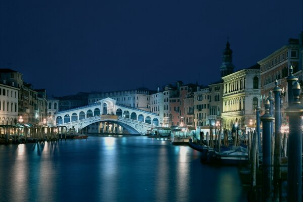 The Venetian bridge over the canal in Italy