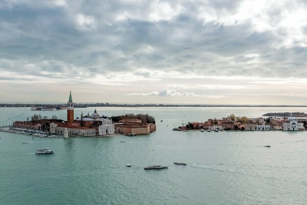 A small town among the water in Venice