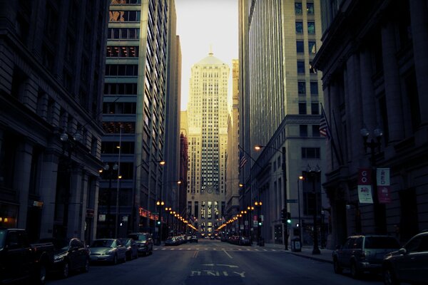 Das stattliche Zentrum von Chicago in den USA