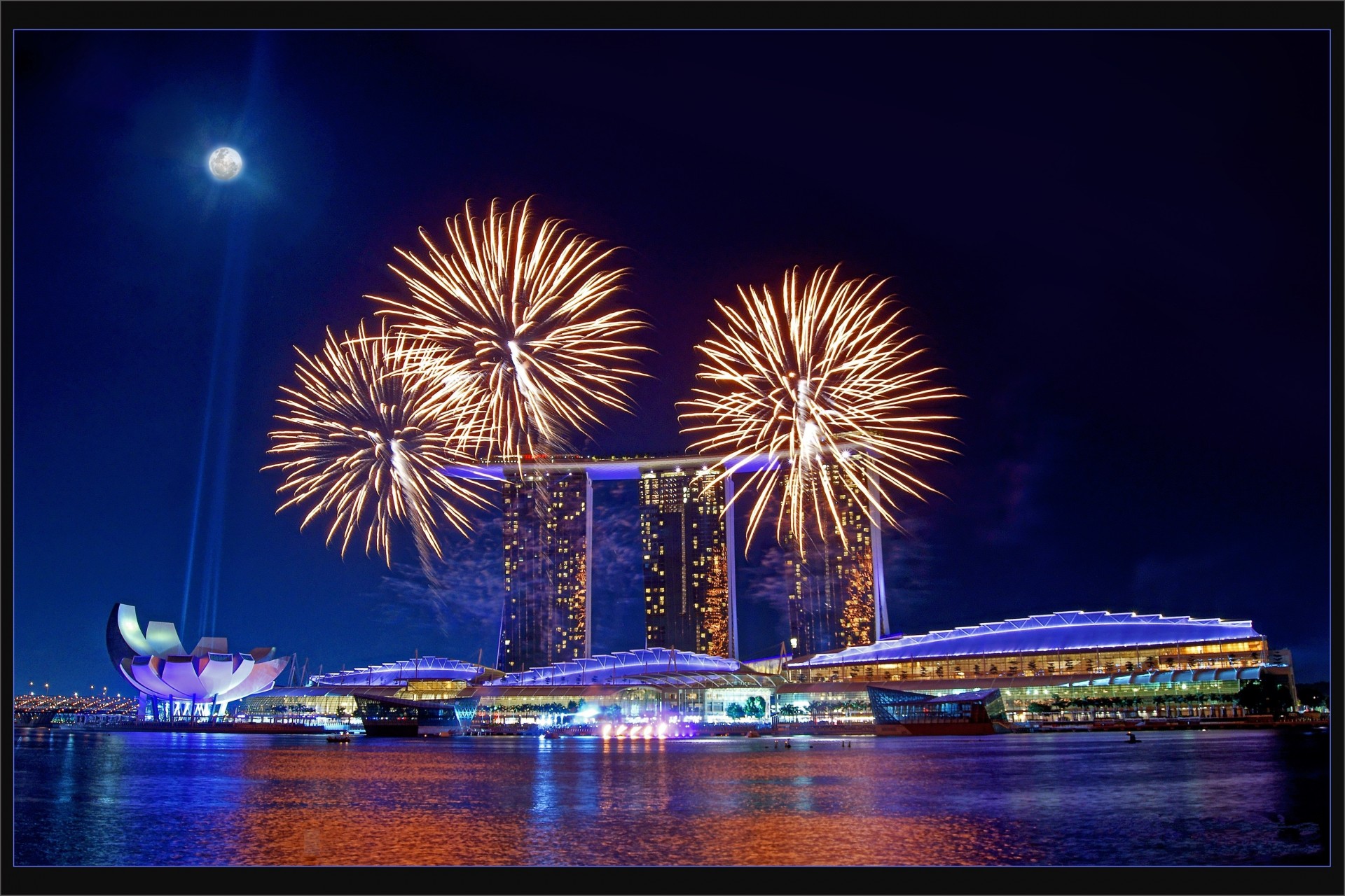 luces noche ciudad singapur