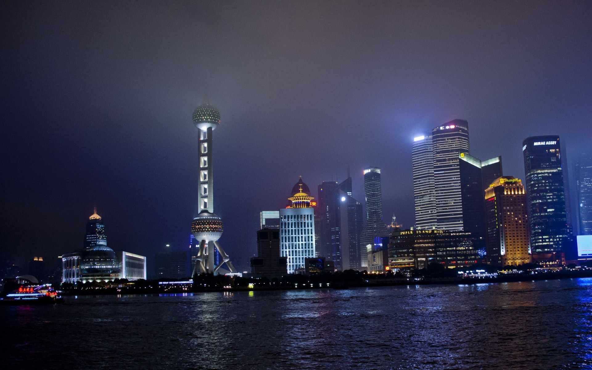 licht wasser shanghai nacht stadt