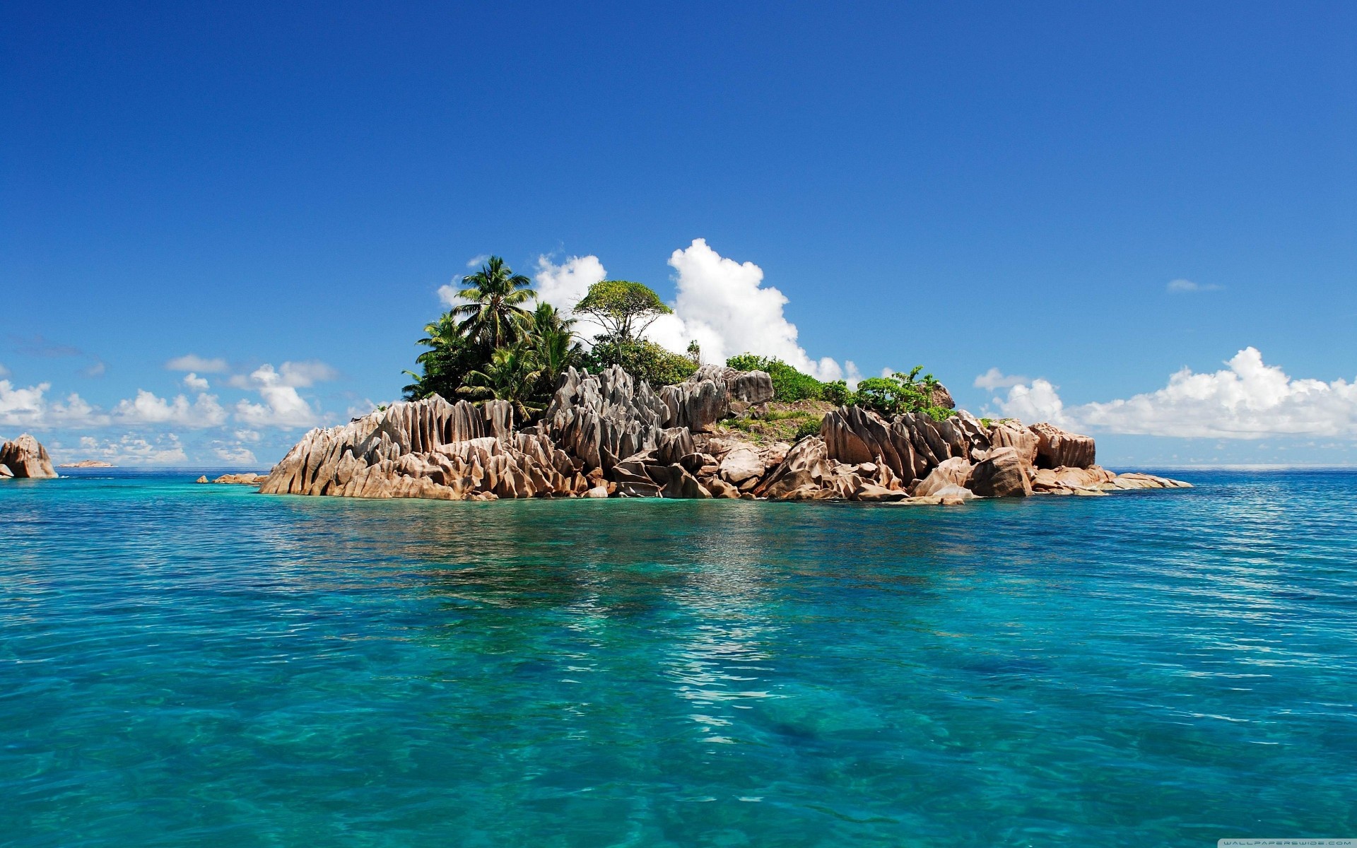 island clouds water nature ocean