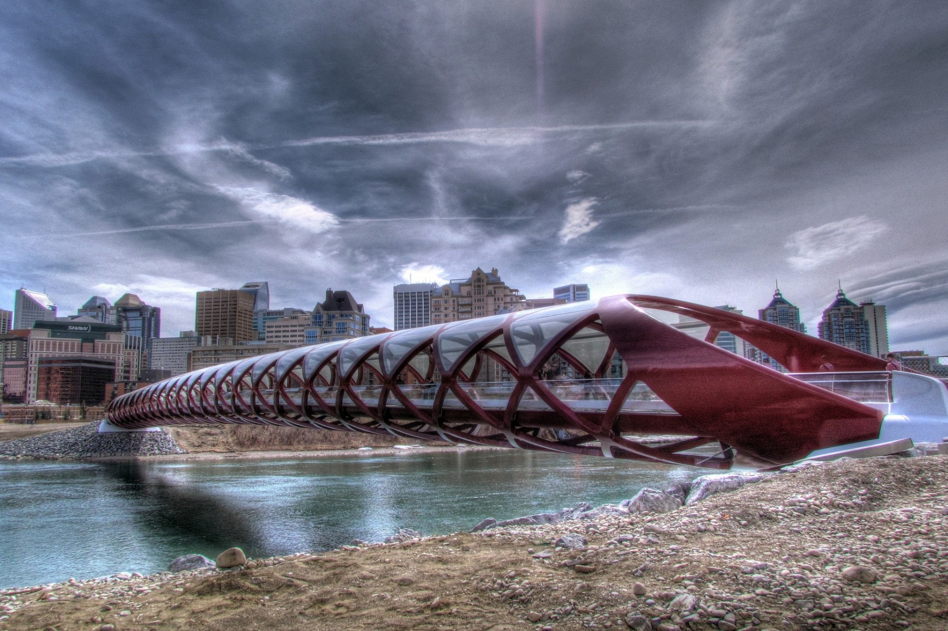 río alberta calgary puente río bow canadá