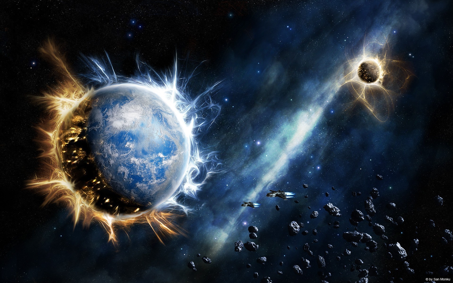 planetas estrellas explosión