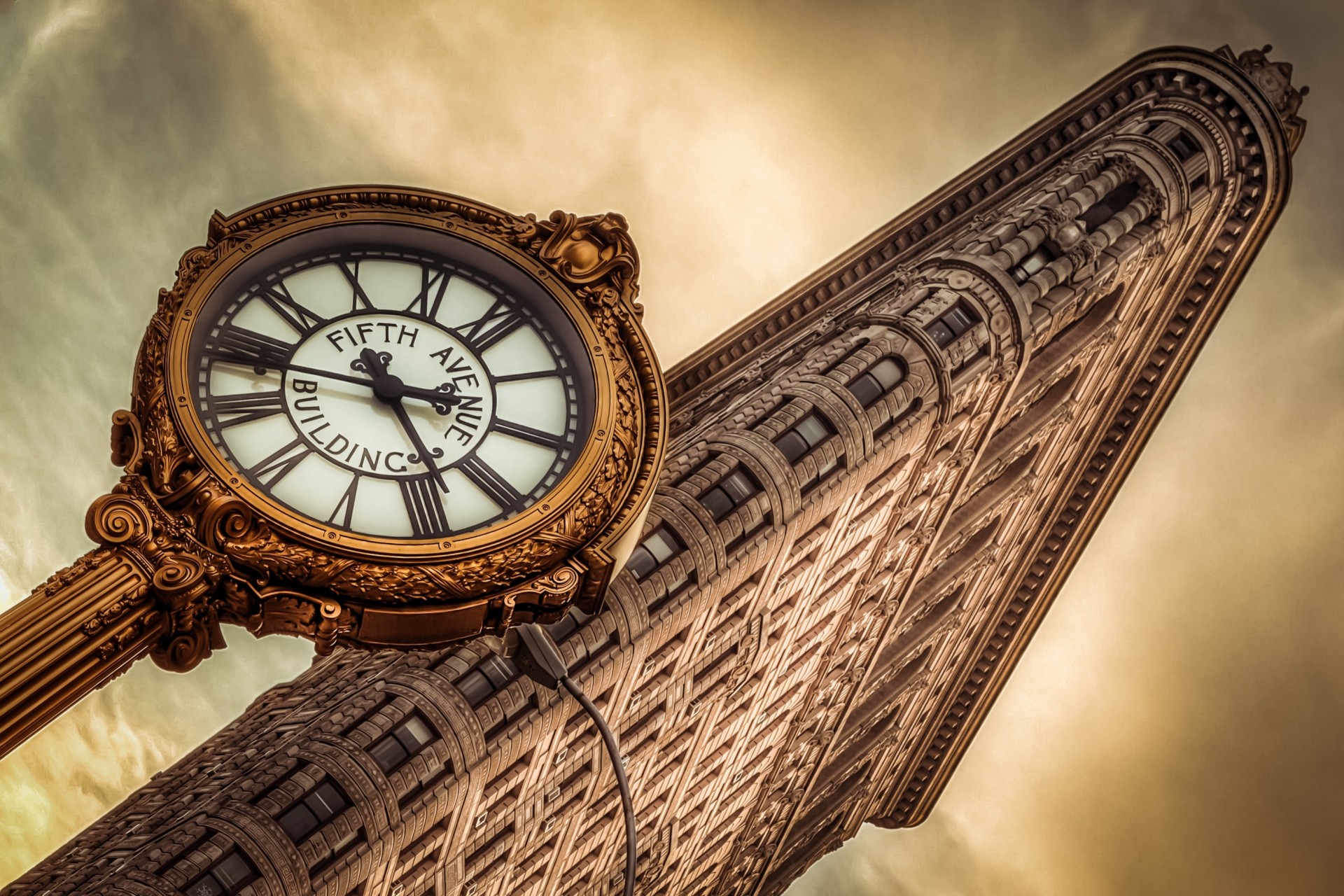 manhattan gebäude new york wolkenkratzer uhr bügeleisen