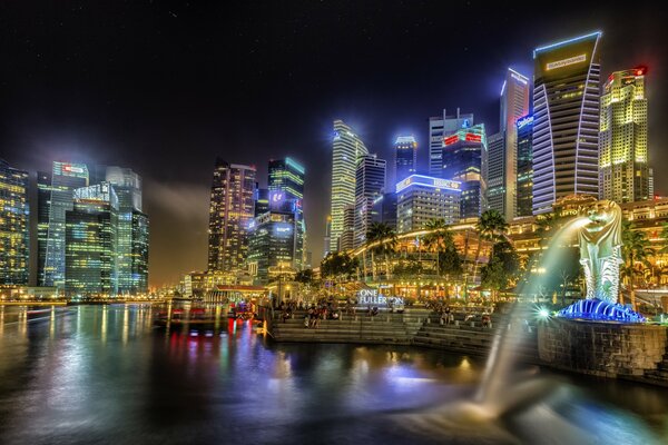Singapur jasne światła miejskie