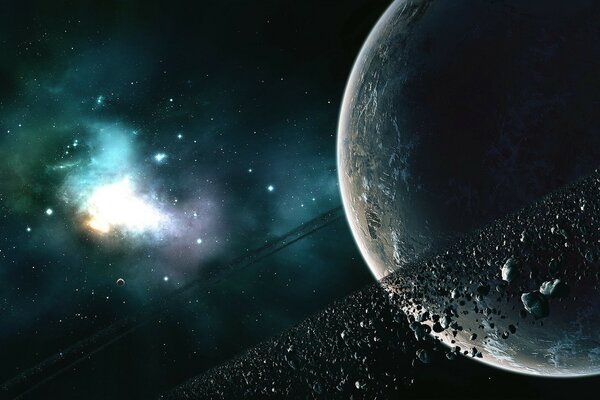 Planet and asteroid belt around