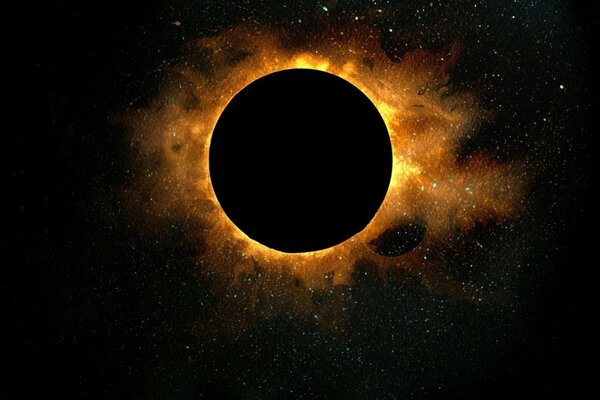 View from space as the eclipse occurs