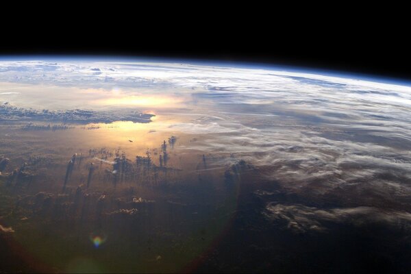 Top view of a part of the earth far from the atmosphere