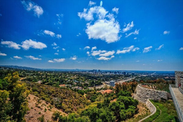 Panoramic view of sunny Los Angeles