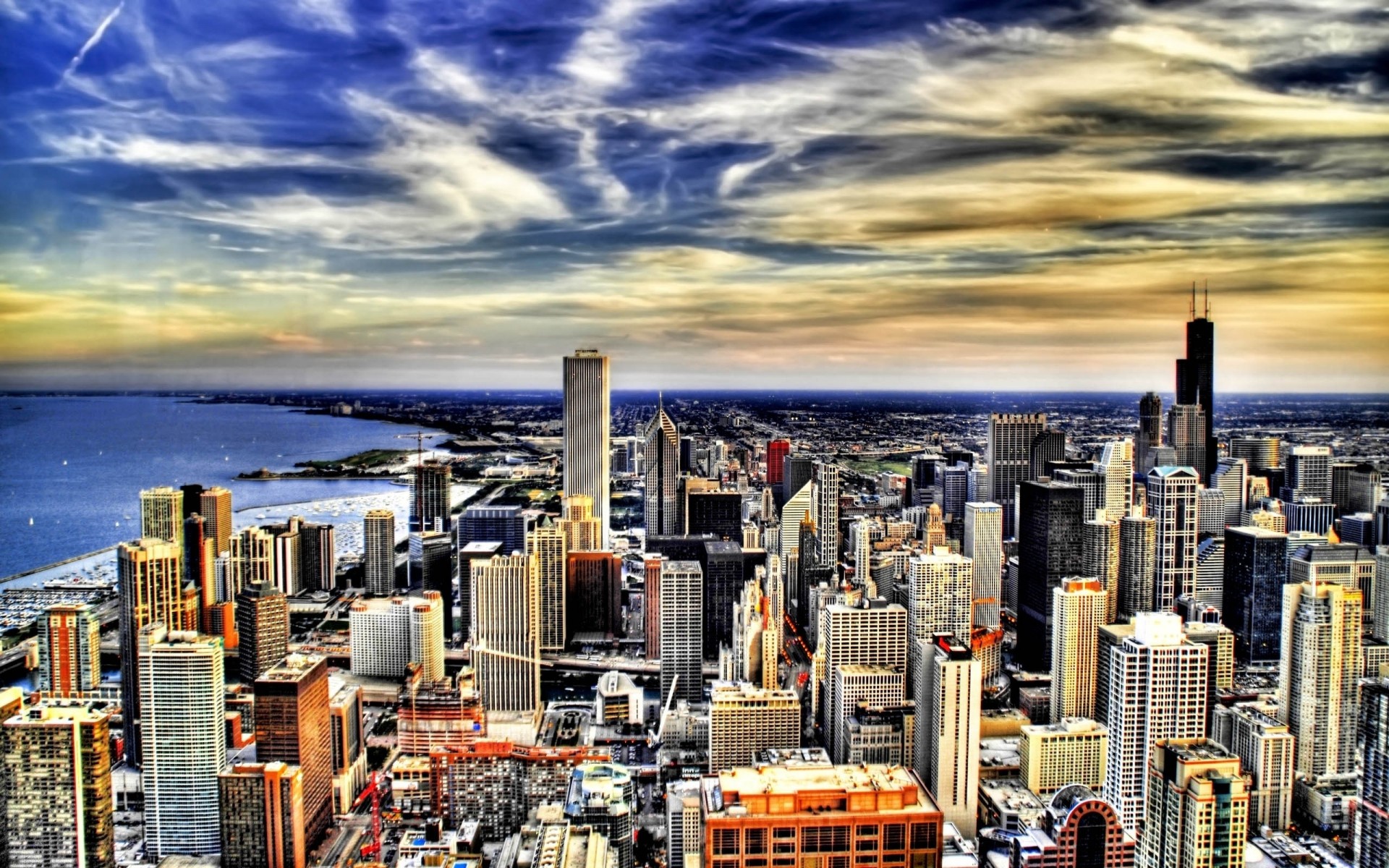 chicago luminoso edificio hdr vista dall alto