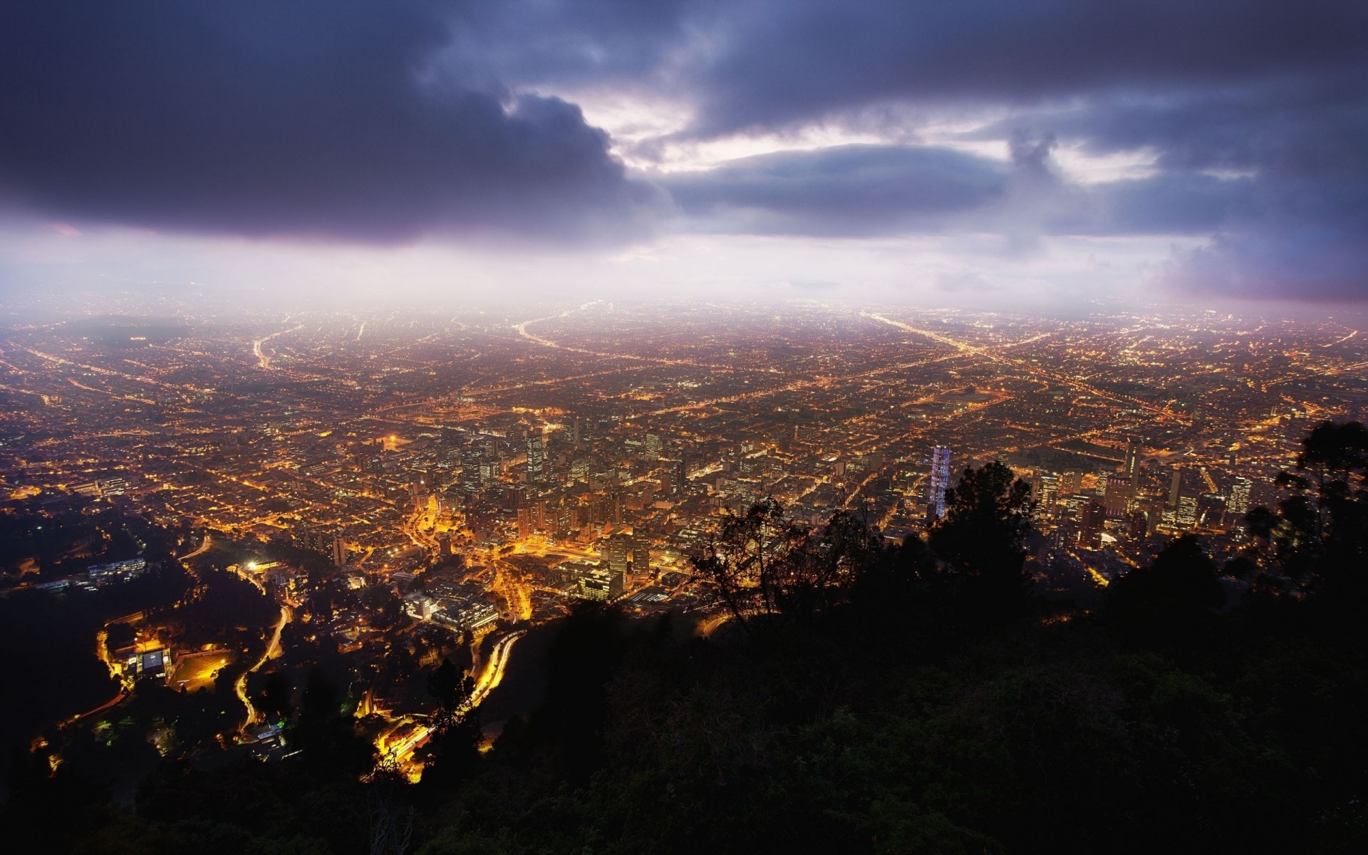 bogota colombia night top view