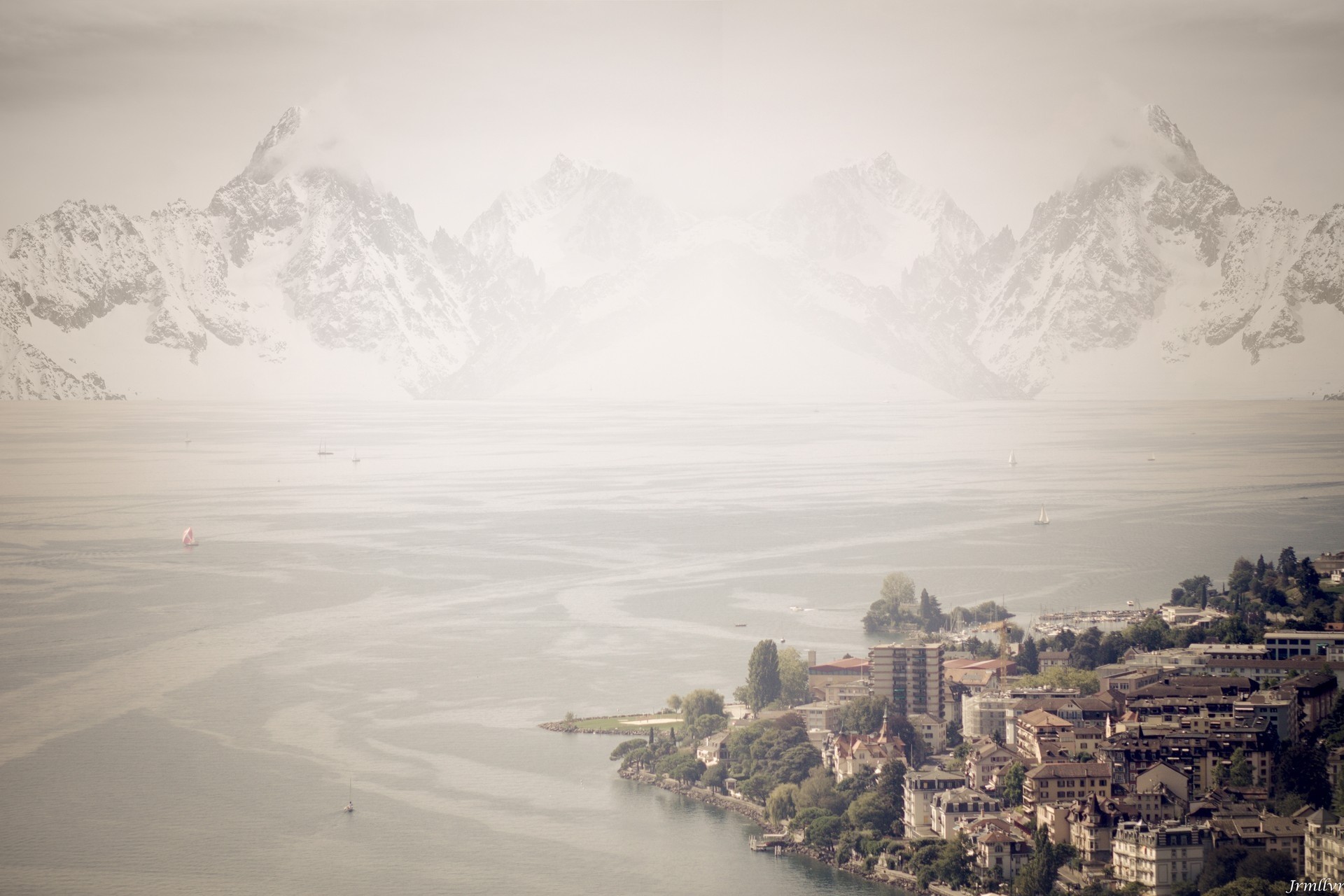 lac brouillard eau suisse montagne