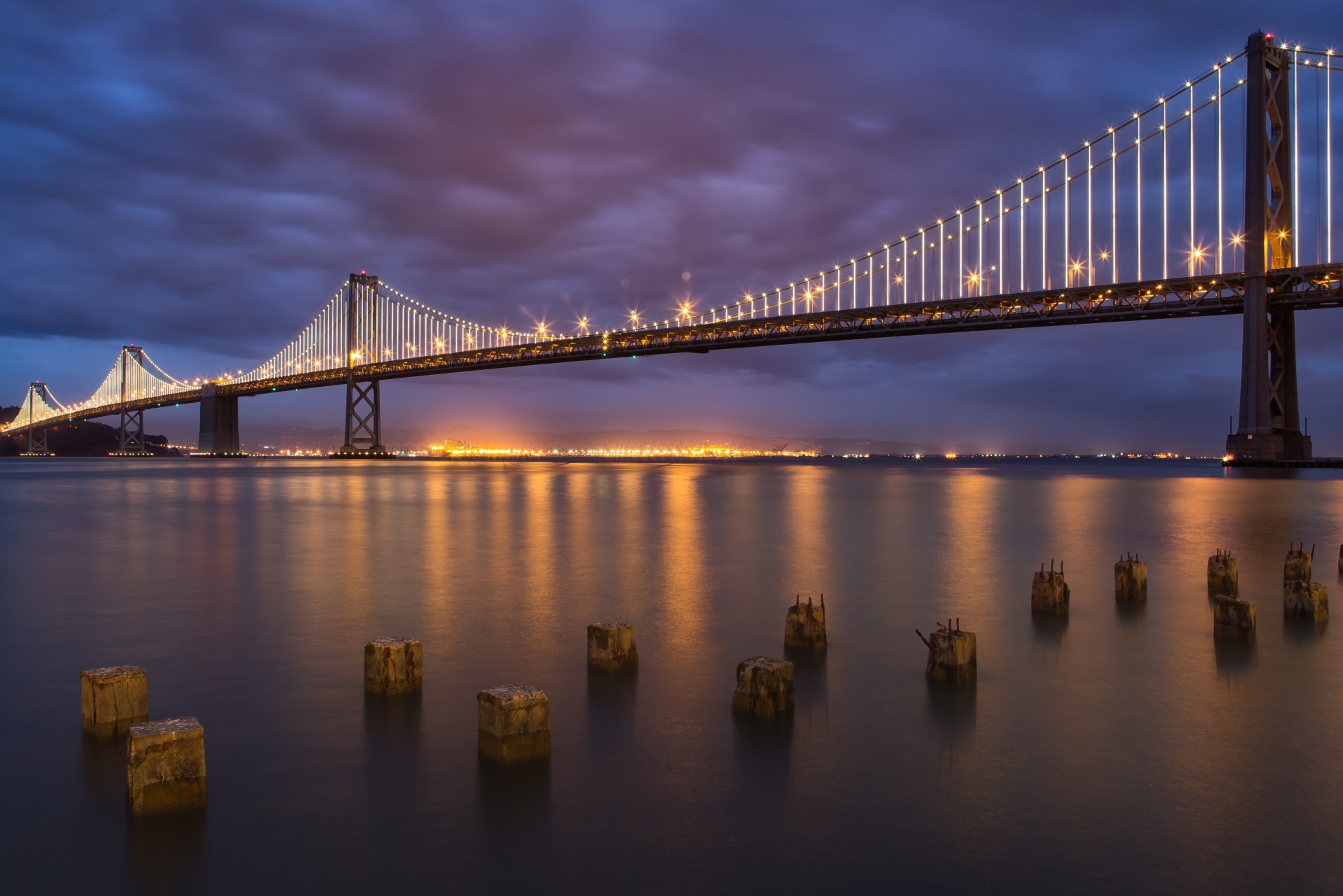 san francisco dämmerung bay bridge south beach kalifornien