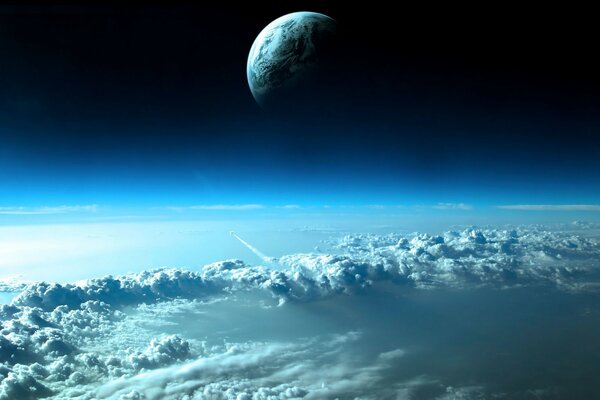 Vue de la lune depuis la stratosphère. De toute beauté