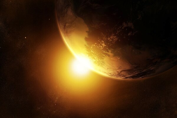 Sonnenaufgang von unserem Planeten
