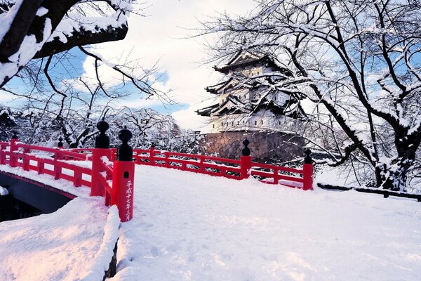 Strada innevata invernale a Tokyo