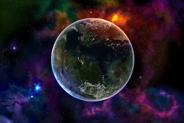 Планета земля, фиолетовый цвет, планетарий, звездные пути